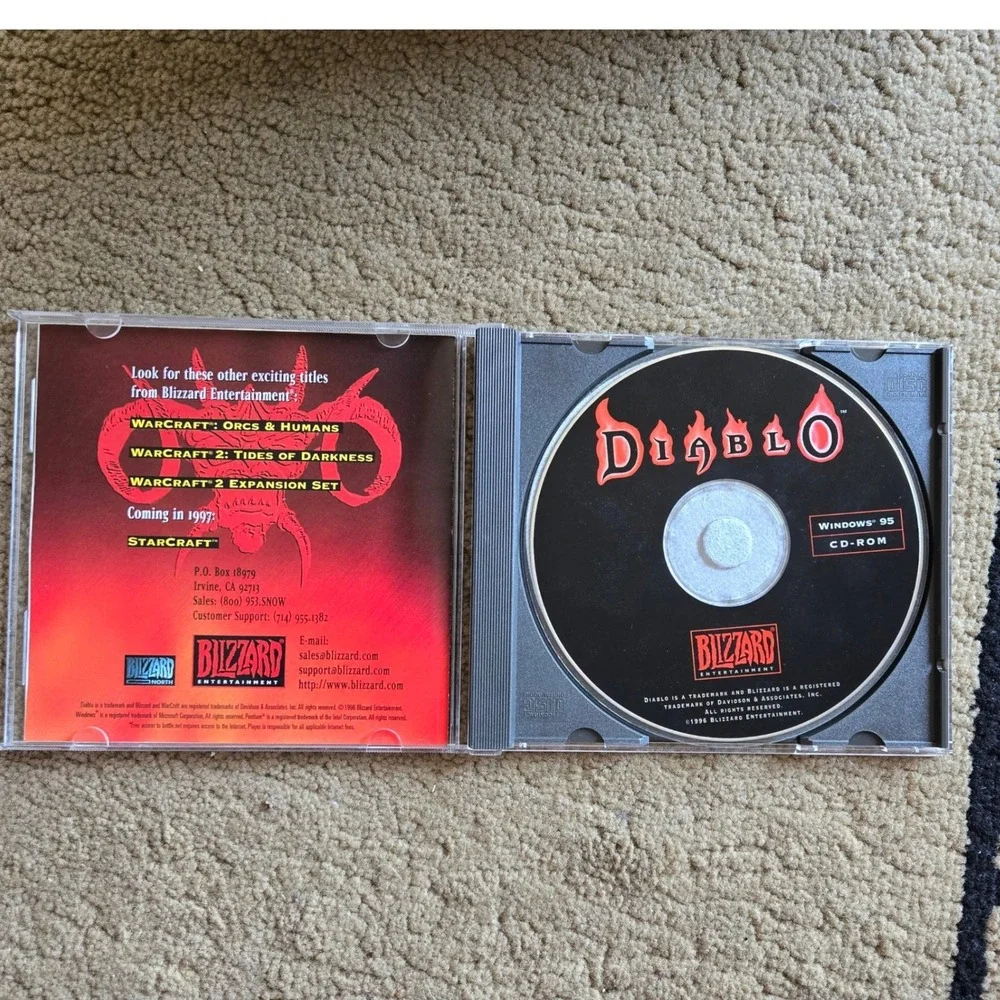 Diablo PC Game Blizzard Entertainment Windows 95 CD-ROM Jewel Case Vintage 1996
